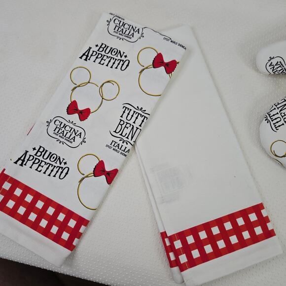 Disney Epcot Italy World Showcase Buon Appetito Oven Mitt Potholder Towel Set - Picture 5 of 7